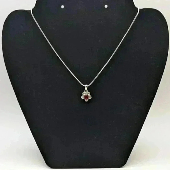 Cookie Lee Ruby red floral 22" necklace NWT Jewelry Genuine Austrian Crystal - Picture 1 of 5